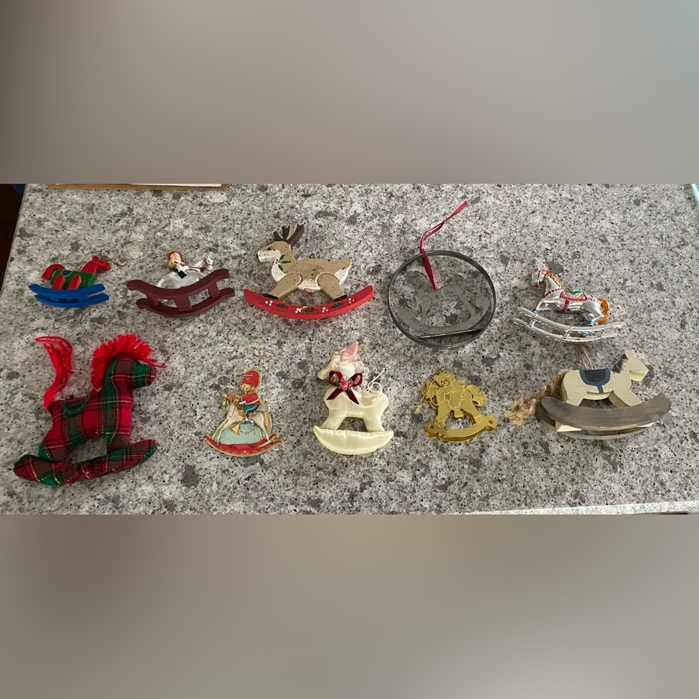 10 Assorted Christmas Rocking Horse Ornaments